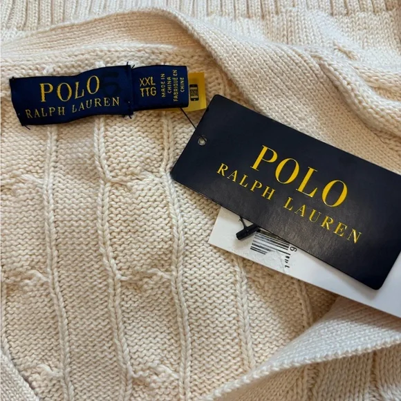 Polo by Ralph Lauren Andover Cream Cable Knit Cardigan Sweater Size XXL. NWT.